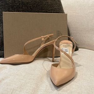 Francesco Russo Flesh/Nude Patent Leather Slingbacks